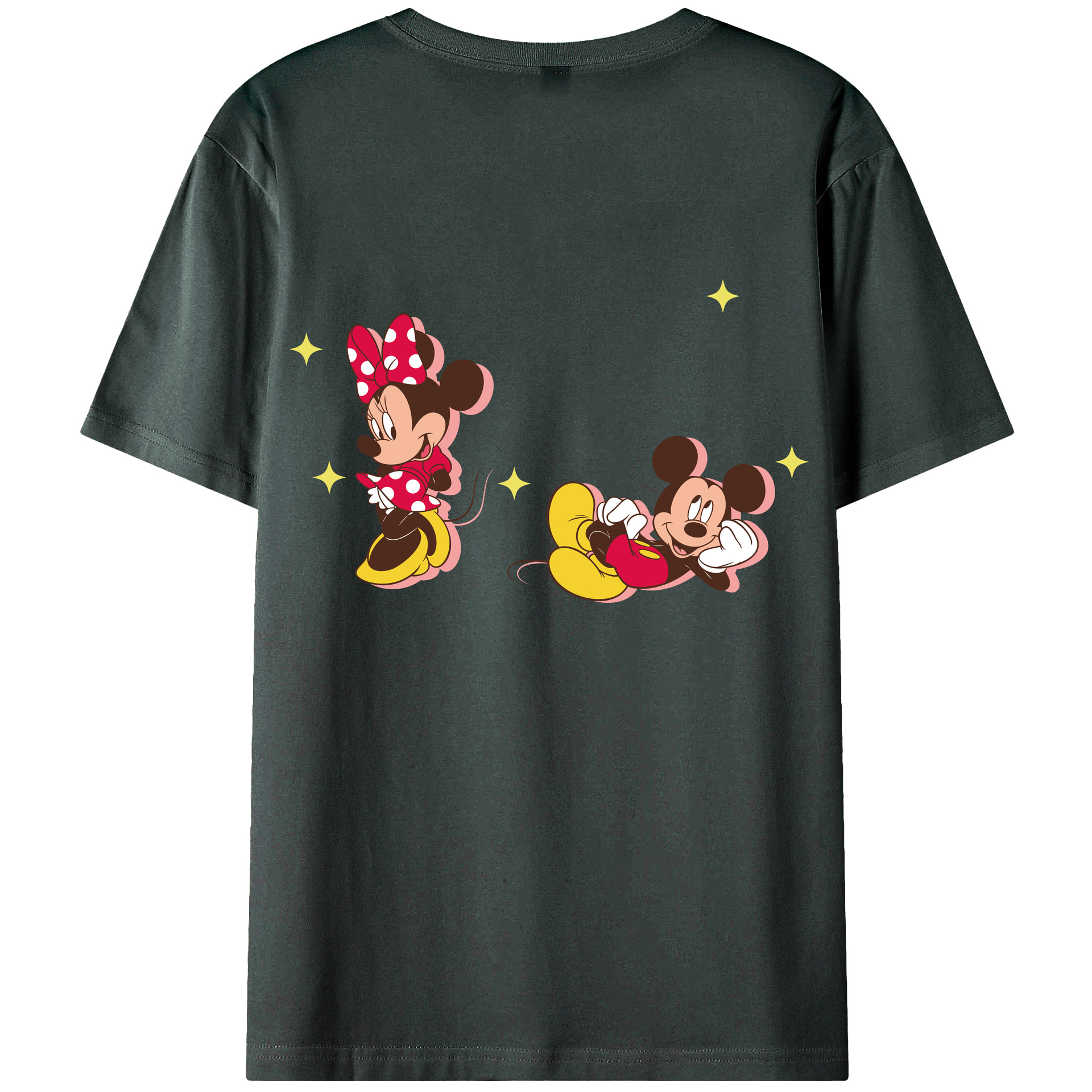ミッキーマウス Mickey Mouse 綿100％ メンズ半袖Tシャツ（バックプリント） 通気性